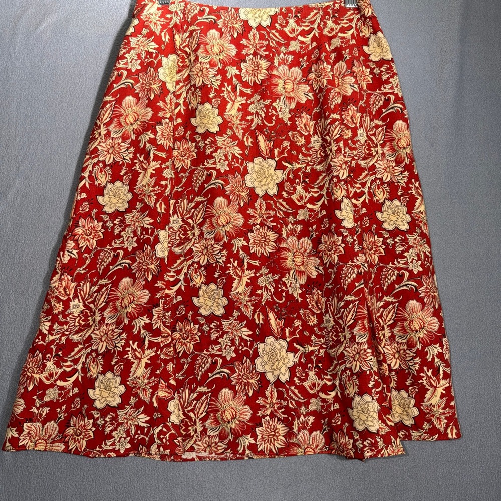 Charter Club Size 4 Floral Silk Midi‎ Skirt Cottagecore Boho Vintage Aesthetic